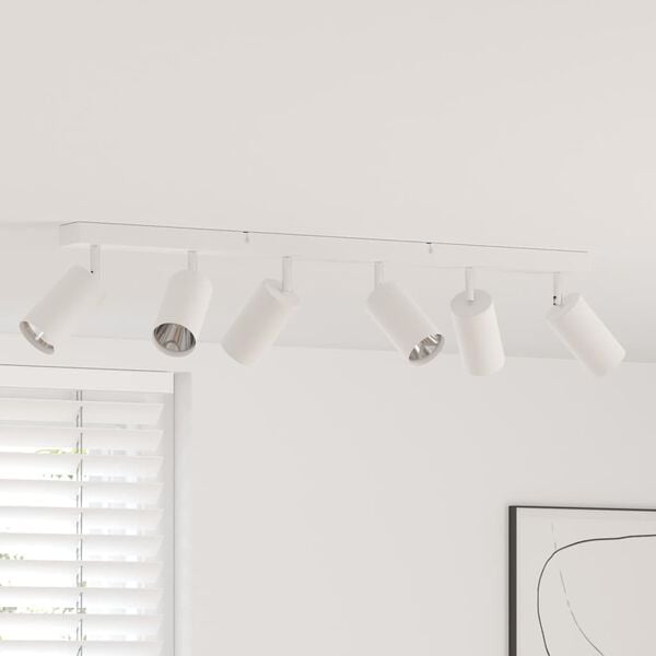 vidaXL Takspot med s&oslash;kelys Hvit 73 x 6 x 16 cm Metall