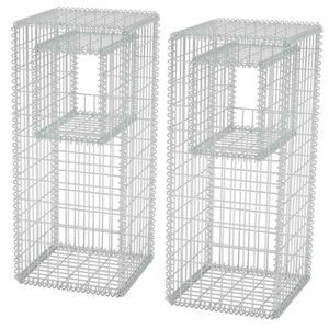 vidaXL Gabionkurv stolpe/plante 2 stk st&aring;l 50x50x120 cm