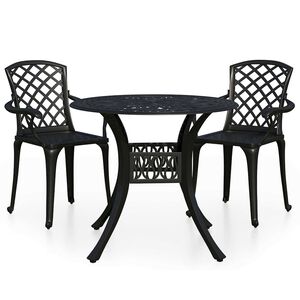 vidaXL Bistrosett 3 deler st&oslash;pt aluminium svart