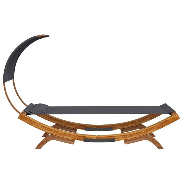 vidaXL Loungeseng med solskjerm 100x200x126 cm bøyd heltre antrasitt