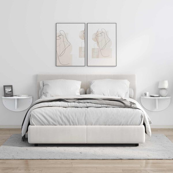 vidaXL Vegghylle H&oslash;yglanset hvit 48 x 24 x 24 cm Konstruert tre