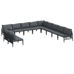 vidaXL Hagesofa Set 11 stk. Svart St&aring;l
