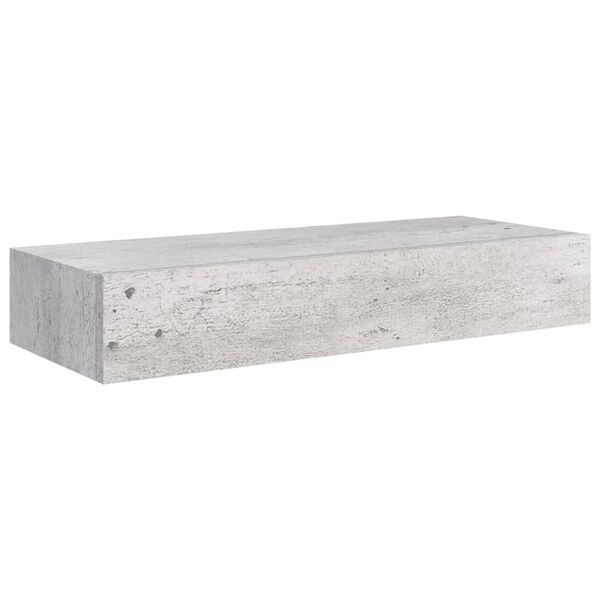 vidaXL Veggmonterte skuffehyller 2 stk betonggrå 60x23,5x10 cm MDF
