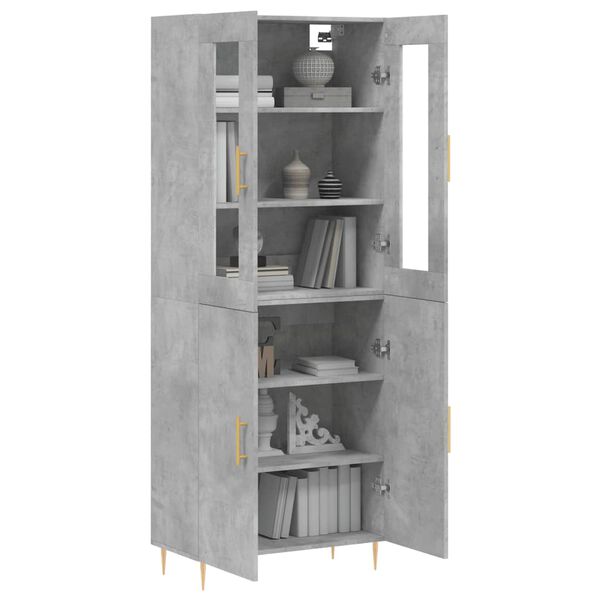 vidaXL Highboard betonggr&aring; 69,5x34x180 cm konstruert tre