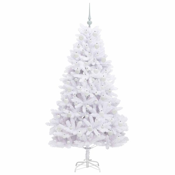 vidaXL Kunstig sammensatt juletre med 300 LED Hvit 180 cm PVC og st&aring;l