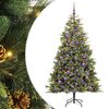 vidaXL Kunstig hengslet juletre med kjegler 300 LED-lys Varmhvit gr&oslash;nn