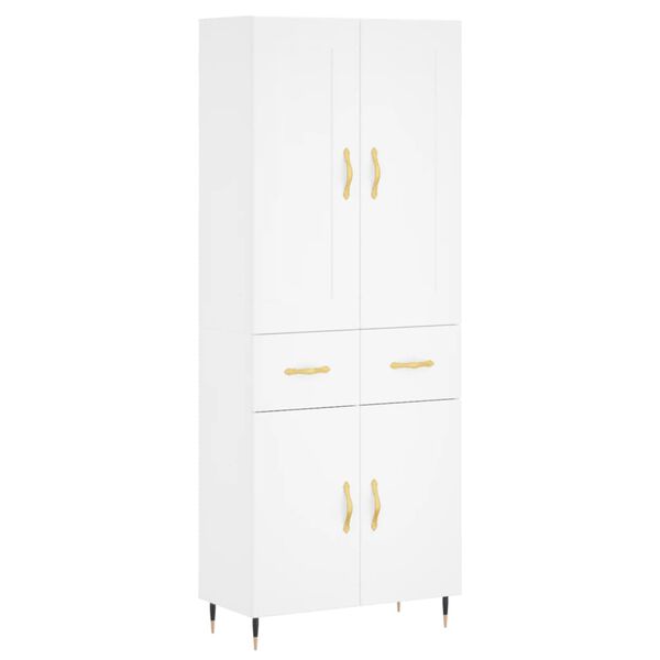 vidaXL Highboard hvit 69,5x34x180 cm konstruert tre