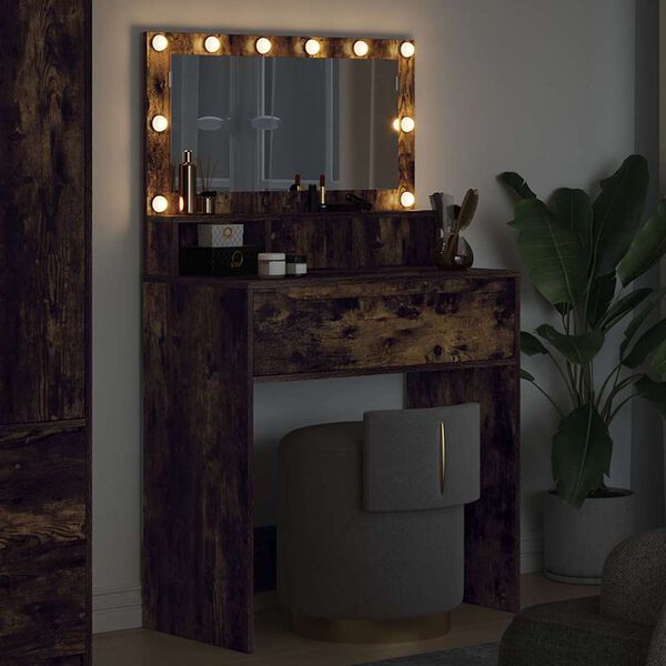 vidaXL Soverom sminkebord R&oslash;kt eik 80 x 39,6 x 135 cm Konstruert tre