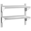 vidaXL Vegghylle 2 etasjer 75x23,5x60 cm s&oslash;lv rustfritt st&aring;l