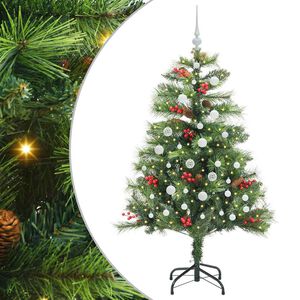 vidaXL Kunstig juletre med LED -stripelys gr&oslash;nn 150 cm PVC og metall