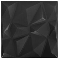 vidaXL 3D-veggpaneler 12 stk 50x50 cm diamant svart 3 m²