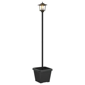 vidaXL Solcellelampe med plantekasse Svart 32 x 32 x 158 cm