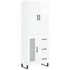 vidaXL Highboard h&oslash;yglans hvit 69,5x34x180 cm konstruert tre