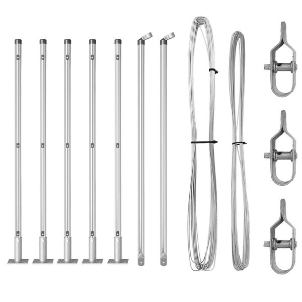 vidaXL Gjerdepunkter 7 pcs sølv Ø32mm 50 cm Galvanisert stål