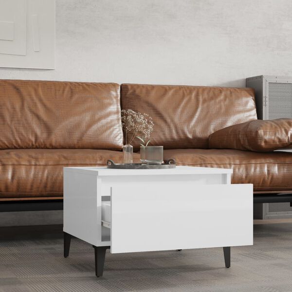 vidaXL Sidebord høyglans hvit 50x46x35 cm konstruert tre