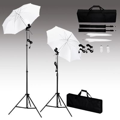 vidaXL Fotostudiosett med bakgrunn, softbokslys og paraply