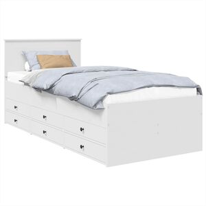 vidaXL Seng med skuff Hvit og svart 75 x 190 cm Konstruert tre