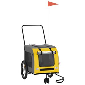 vidaXL Hundevogn gul og grå oxfordstoff og jern