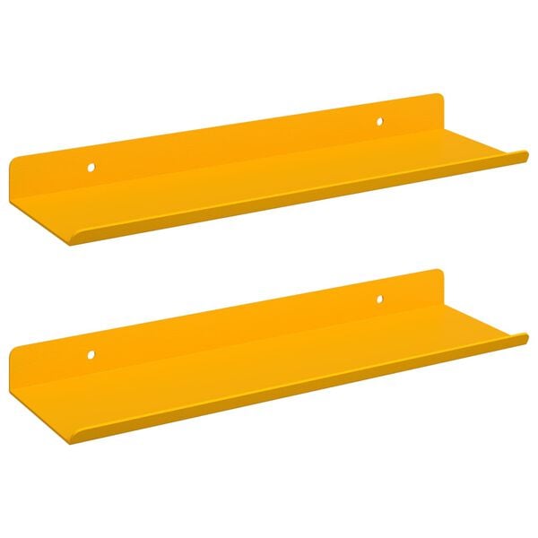 vidaXL Flytende hylle 2 pcs Sennepsgul 30 x 9 x 2,5 cm St&aring;l