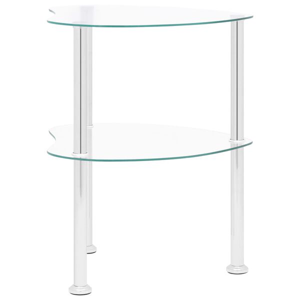 vidaXL Sidebord 2 etasjer gjennomsiktig 38x38x50 cm herdet glass