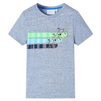 T-skjorte for barn med korte ermer blå melert 92