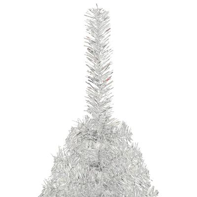 vidaXL Kunstig halvt juletre med stativ sølv 120 cm PET