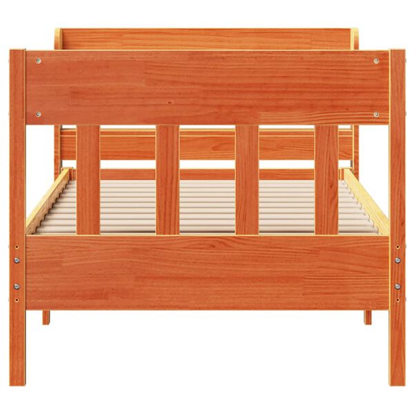 vidaXL Sengeramme uten madrass voksbrun 75x190 cm heltre furu