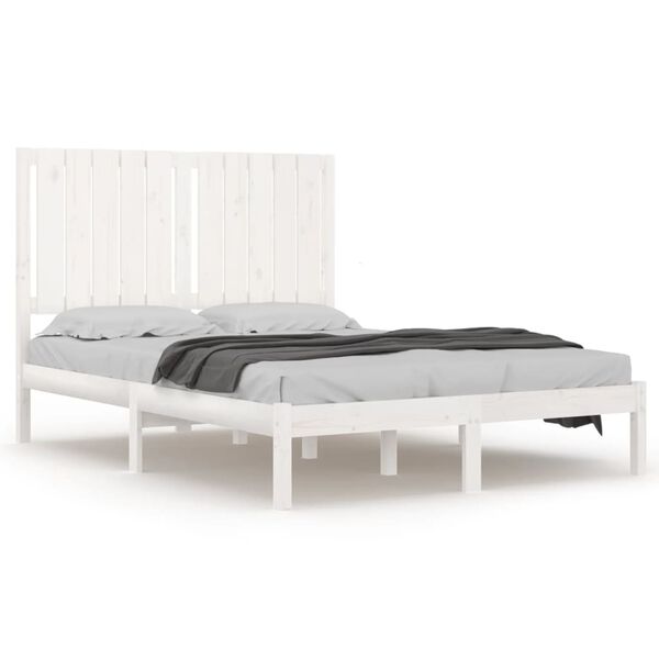 vidaXL Sengeramme hvit heltre 120x190 cm Small Double