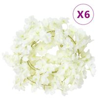 vidaXL Kunstige blomsterkranser 6 stk hvit 180 cm