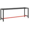 vidaXL Ramme til arbeidsbenk matt svart og r&oslash;d 210x50x79 cm metall