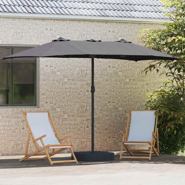 vidaXL Hageparasol Antrasitt 385 x 209 x 244 cm Polyester