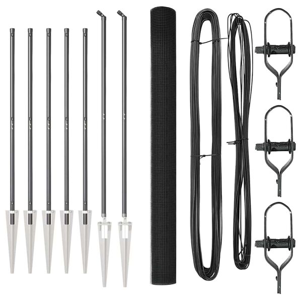 vidaXL Gjerdep&aring;le Gr&aring; 10 x 1,6 m (25 x 25 mm nett) St&aring;l og PVC