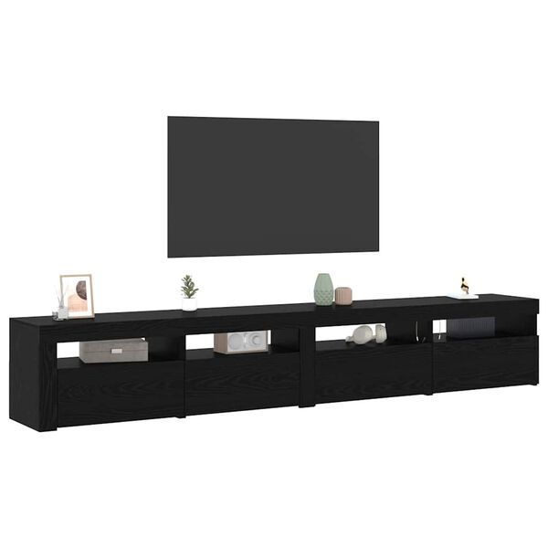 vidaXL TV-benksett 3 pcs Svart Eik 240 x 35 x 40 cm Konstruert tre