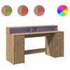 vidaXL Skrivebord med LED-lys artisan eik 160x55x91 cm konstruert tre