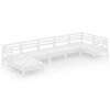 vidaXL Hagesofagruppe 7 deler hvit heltre furu