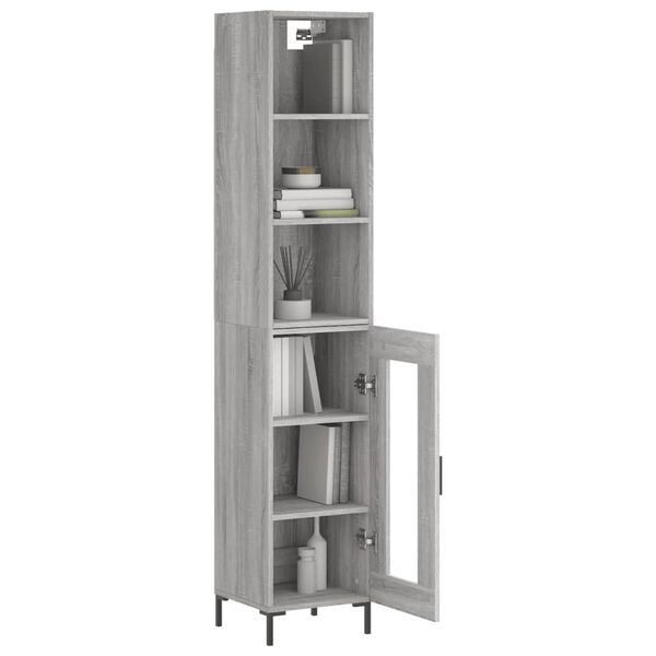 vidaXL Highboard gr&aring; sonoma 34,5x34x180 cm konstruert tre