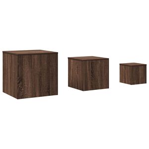 vidaXL Sidebord 3 stk brun eik konstruert tre
