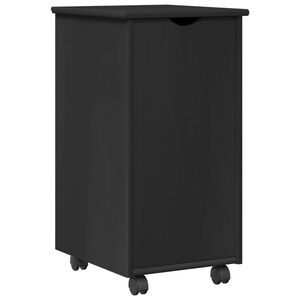 vidaXL Rullende skap med hjul Svart 34 x 39 x 65,5 cm Massiv furu