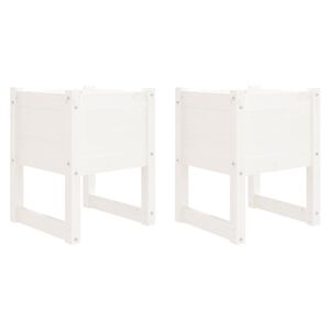 vidaXL Plantekasser 2 stk hvit 40x40x52,5 cm heltre furu