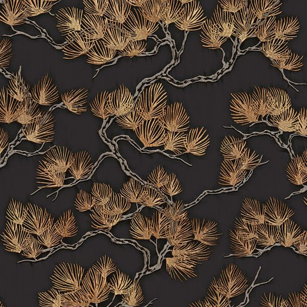 DUTCH WALLCOVERINGS Veggpanel furu svart og gull