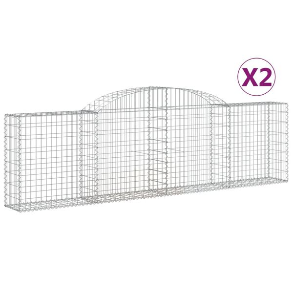 vidaXL Gabionkurver buede 2 stk 300x30x80/100 cm galvanisert jern