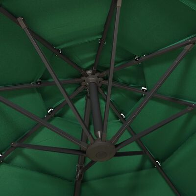 vidaXL Parasoll med aluminiumsstang 4 nivåer 3x3 m grønn