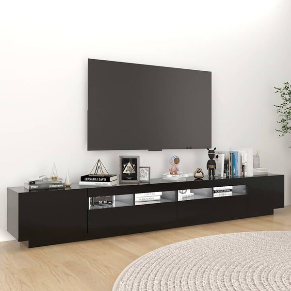 vidaXL TV-benk med LED-lys svart 260x35x40 cm