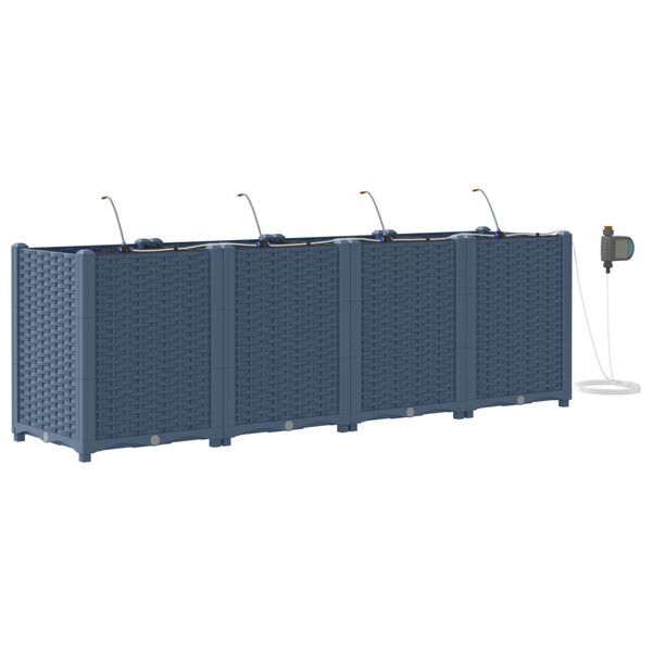 vidaXL Hageblomsterpotte 4 pcs Gr&aring; 160 x 40 x 52 cm Plast