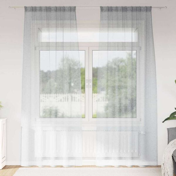 vidaXL Voile Gardin med gardiner 2 pcs M&oslash;rkegr&aring; 225 x 140 cm Polyester