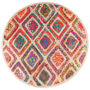 vidaXL Teppe vaskbart flerfarget &Oslash; 120 cm sklisikkert