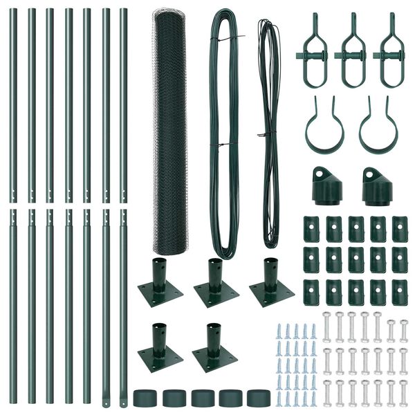 vidaXL Gjerdep&aring;le gr&oslash;nn 10 x 1,2 m (13 mm maske) St&aring;l og PVC