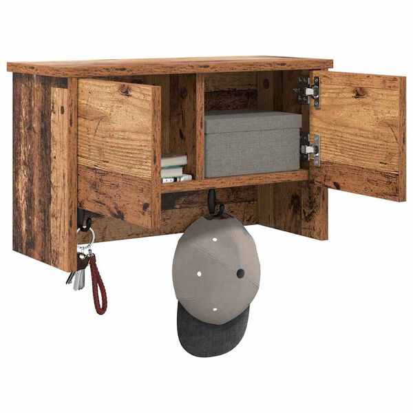 vidaXL Vegghengt kleshenger Gammelt tre 50 x 20 x 30 cm Konstruert tre