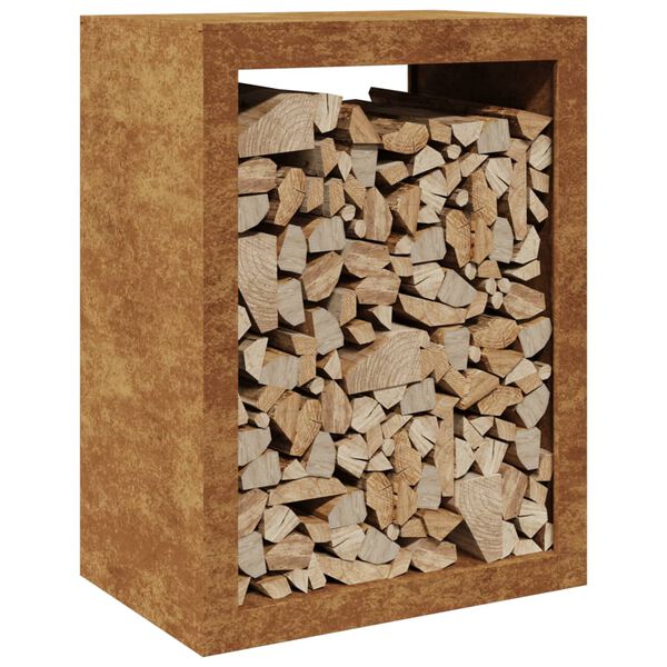 vidaXL Vedstativ 60x40x80 cm oksidert st&aring;l