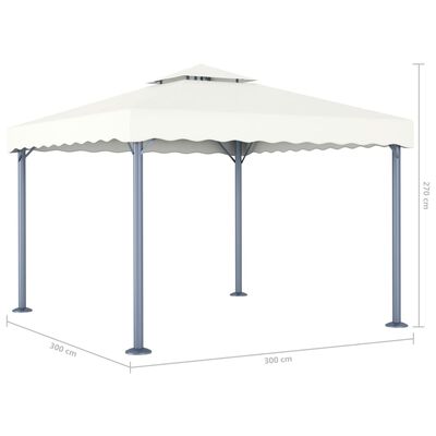 vidaXL Paviljong med LED-strenglys 300x300 cm kremhvit aluminium